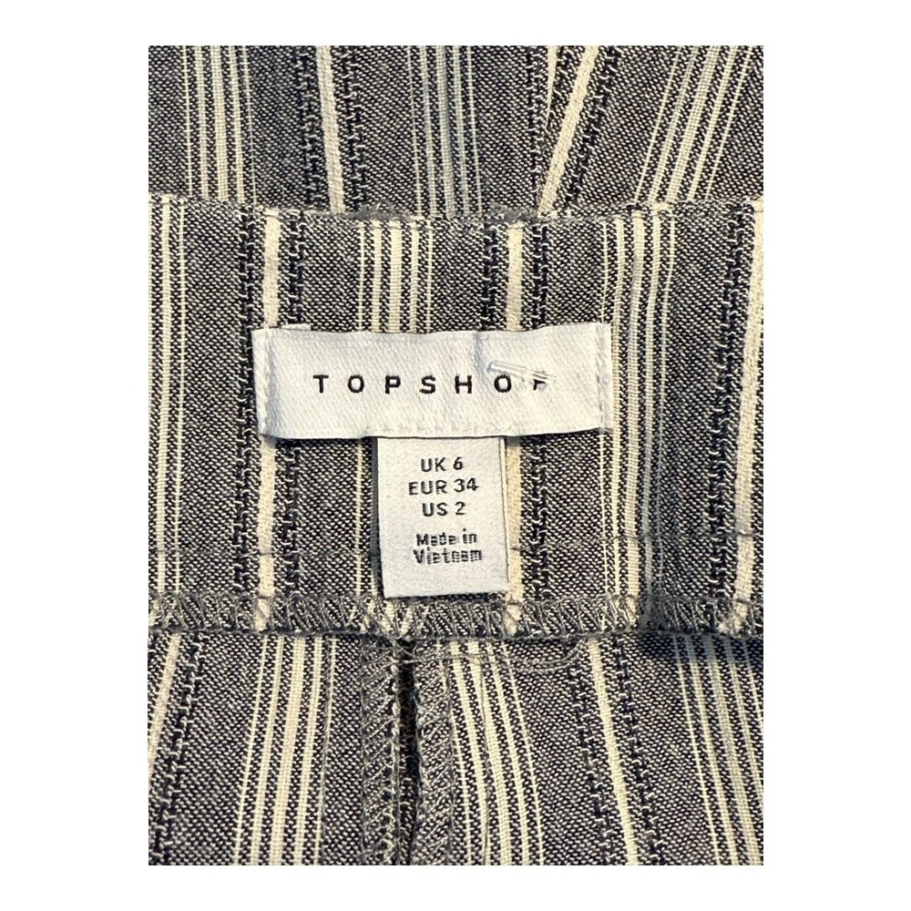 Topshop Striped Wide Leg Pants‎ Career Casual Trousers Gray White Size 2 NWT - Picture 3 of 6